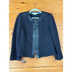 ST. JOHN Collection Vintage Black Zip Front Knit Jacket VTG Career Womens Size 8